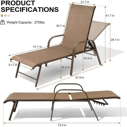 Chaise Lounge Chair Outdoor with Armrests, Set of 2 - Loft&Timber