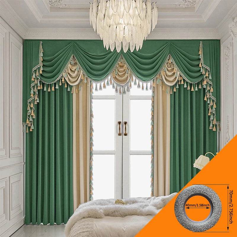 2pcs American European living room curtain luxury solid color matching flannelette, no valance - Loft&Timber