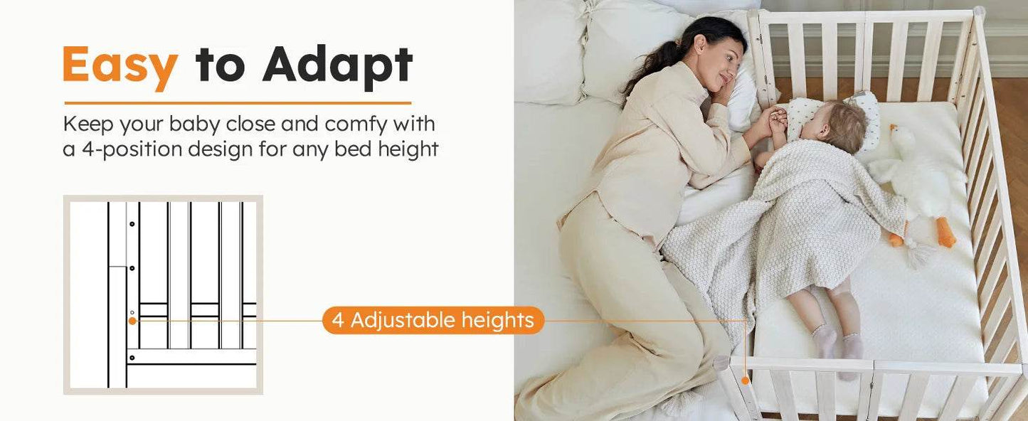 6-in-1 Mini Crib with Removable Wheels & Mattress - Loft&Timber