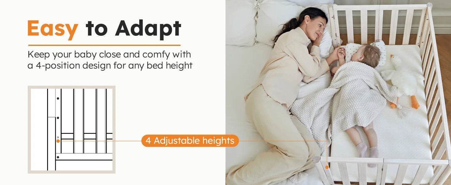 6-in-1 Mini Crib with Removable Wheels & Mattress - Loft&Timber