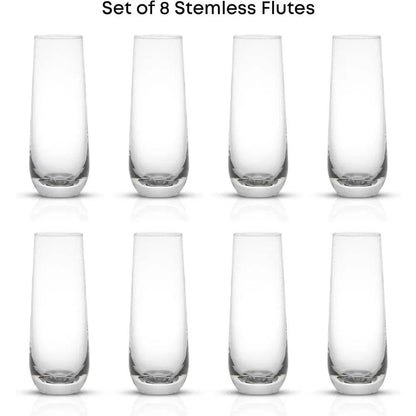Milo Stemless Champagne Flutes Set of 8 Crystal Glasses. 9.5oz - Loft&Timber