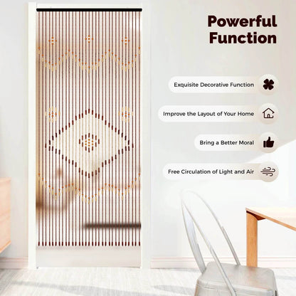 90x208cm 31 Line Retro Wooden Bead Curtain Door - Loft&Timber
