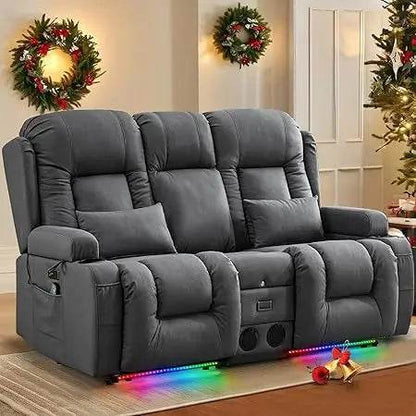 Power Loveseat Recliner Sofa with Massage & Heat - Loft&Timber