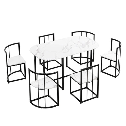 TOPMAX Modern 7-Piece Dining Table Set - Loft&Timber