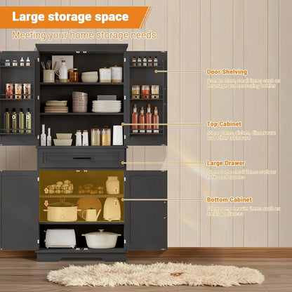 72" Large Pantry with Drawers - Loft&Timber