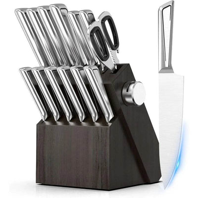 14 PCS Japanese Stainless Steel Kitchen Knife Set with Block