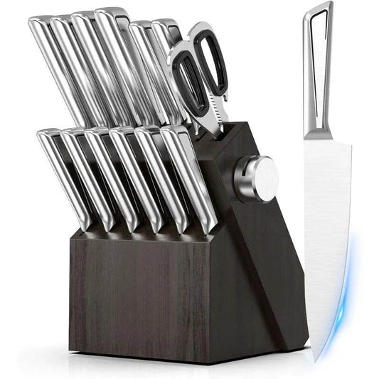 14 PCS Japanese Stainless Steel Kitchen Knife Set with Block