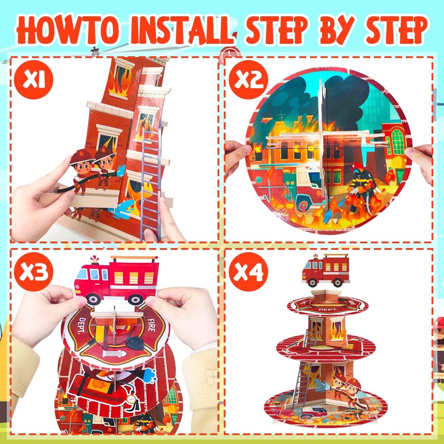 Firefighter Party Decoration Cupcake Stand - Loft&Timber