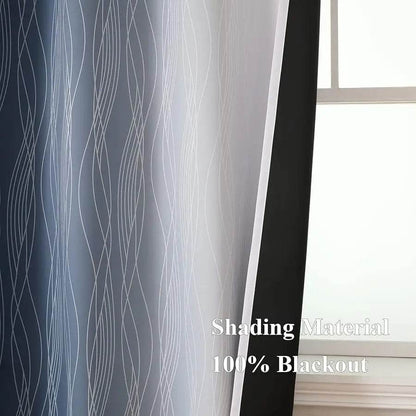 Blue and Grayish White Blackout Curtains 84 Inches Long - Loft&Timber
