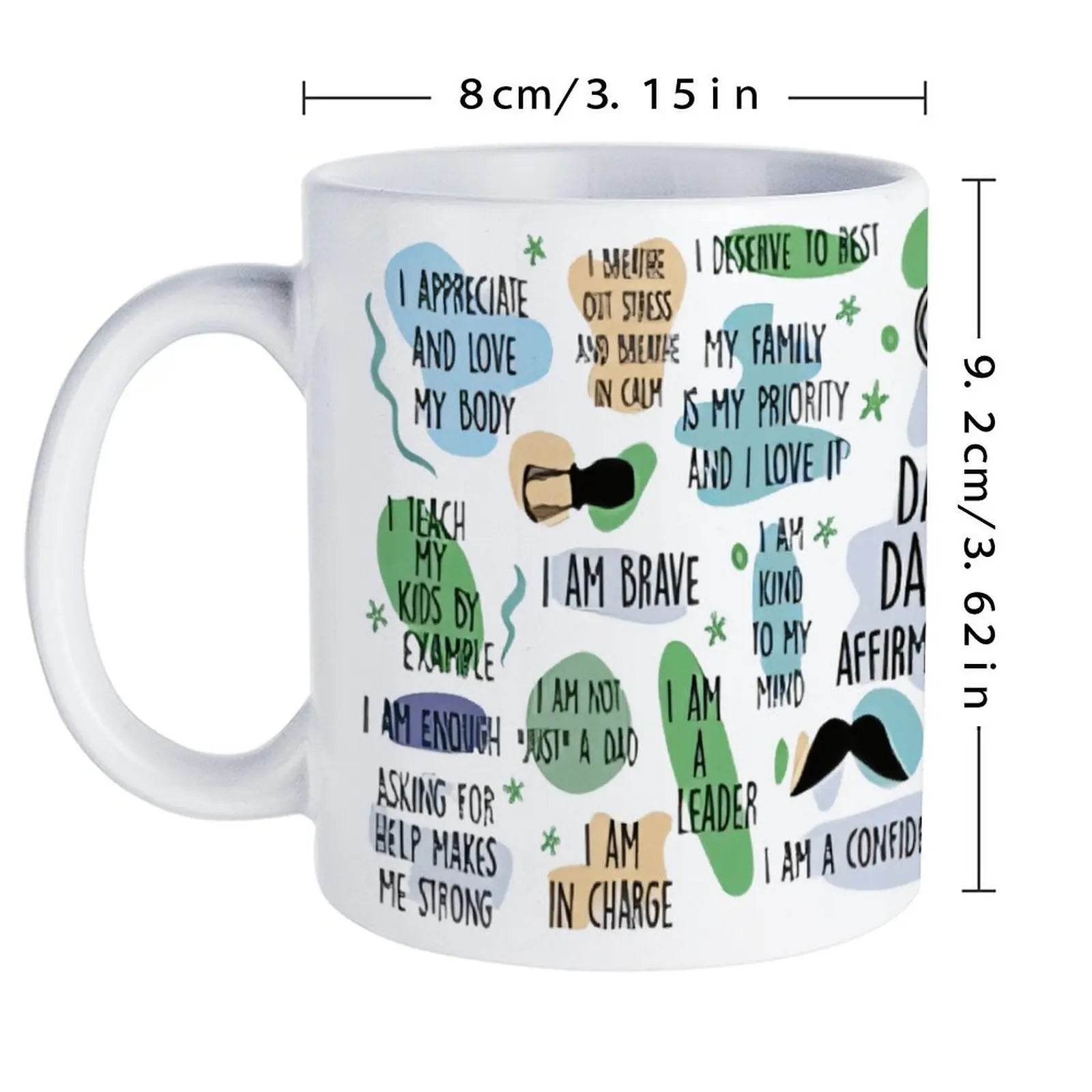 Dad Daily Affirmations Sticker Sheet Ceramic Coffee Mug Bible Verse Coffee Cups, 11oz Custom Mug - Loft&Timber