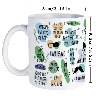 Dad Daily Affirmations Sticker Sheet Ceramic Coffee Mug Bible Verse Coffee Cups, 11oz Custom Mug - Loft&Timber