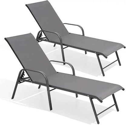 Chaise Lounge Chair Outdoor with Armrests, Set of 2 - Loft&Timber