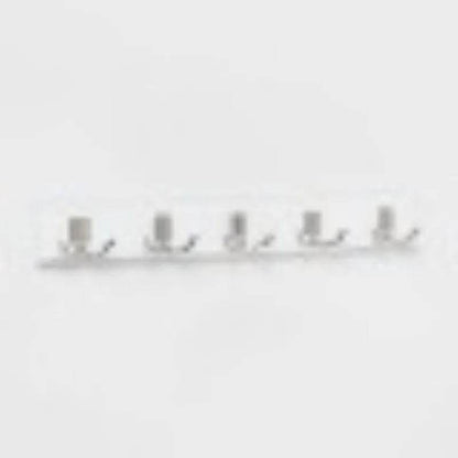 Modern 5 Hook Bar Nickel/White - Wall Mounted Hook Rack - Loft&Timber