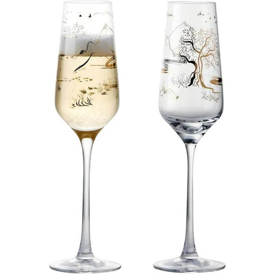 Skye Handmade Champagne Flutes with Hebridean Design 8.5 oz