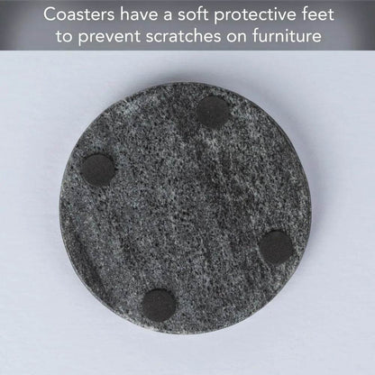4 Pack Natural Black Marble Round Coasters - Loft&Timber