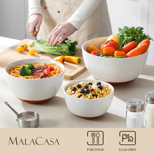 MALACASA 3/6 Piece Ceramic Large Mixing Bowls - Loft&Timber