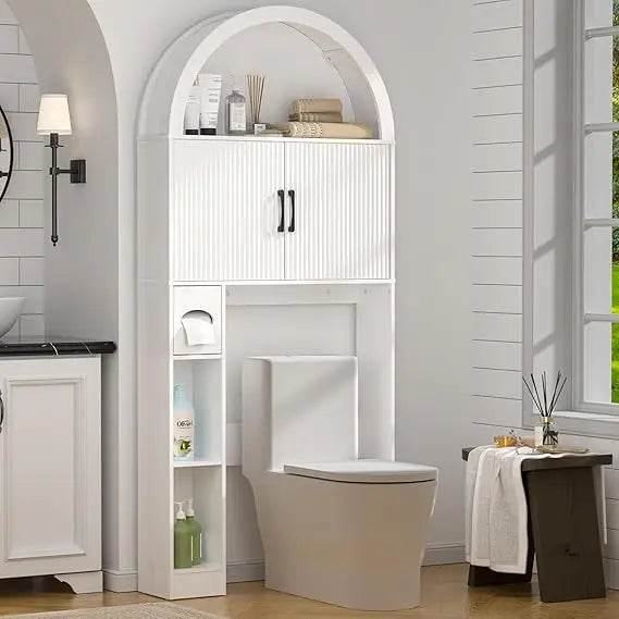 Freestanding Toilet Storage Cabinet with Arched Design for Bathroom Organization - Loft&Timber