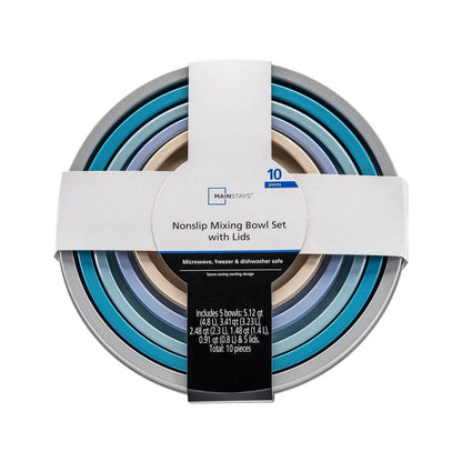 Nonslip Mixing Bowl Set with Lids 10 Pieces - Loft&Timber