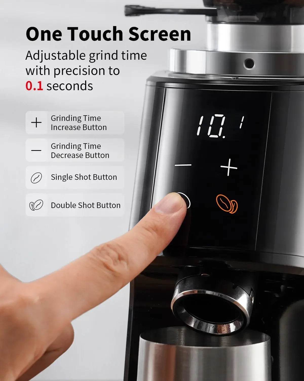 Professional 64mm Burr Coffee Grinder with 100 Grind Settings and All-Metal Chamber, Coffee Bean Grinder - Loft&Timber