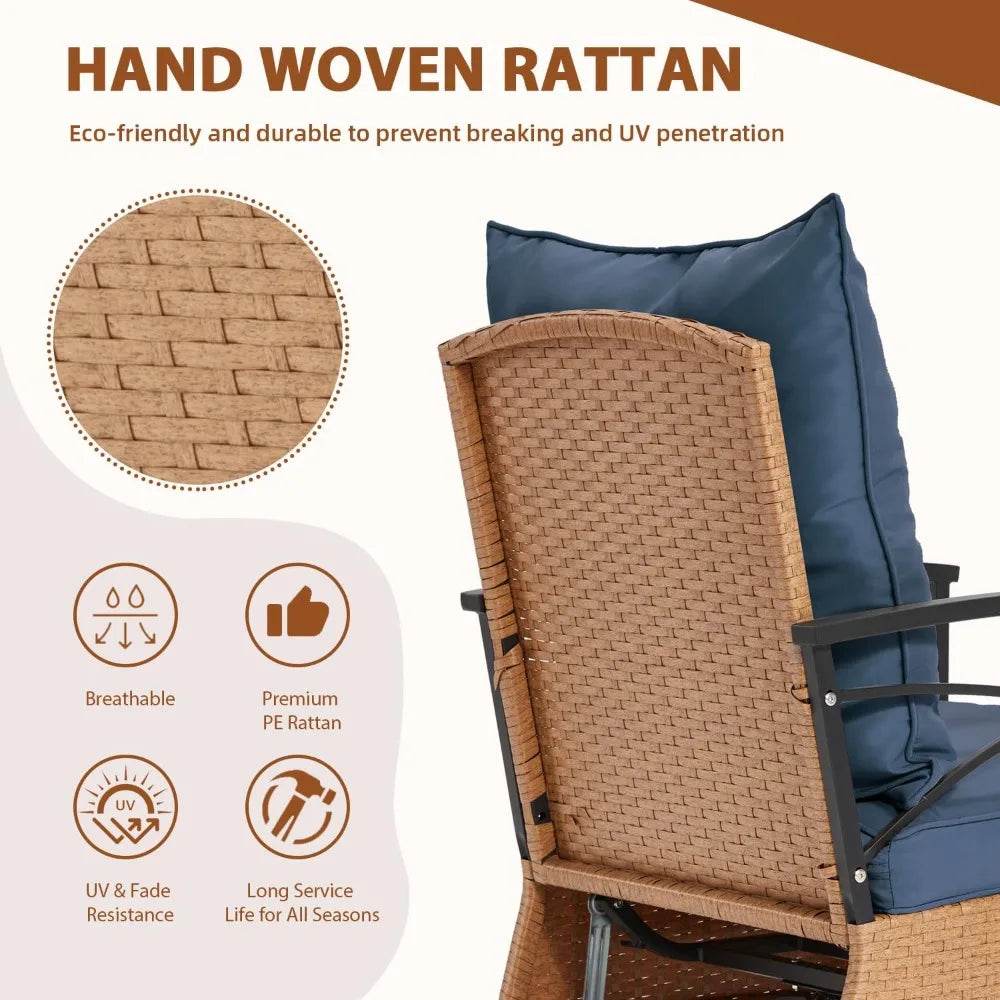 3 Pieces Patio Furniture Set, Outdoor Swivel Patio Rocker Chairs with Thick Cushions - Loft&Timber