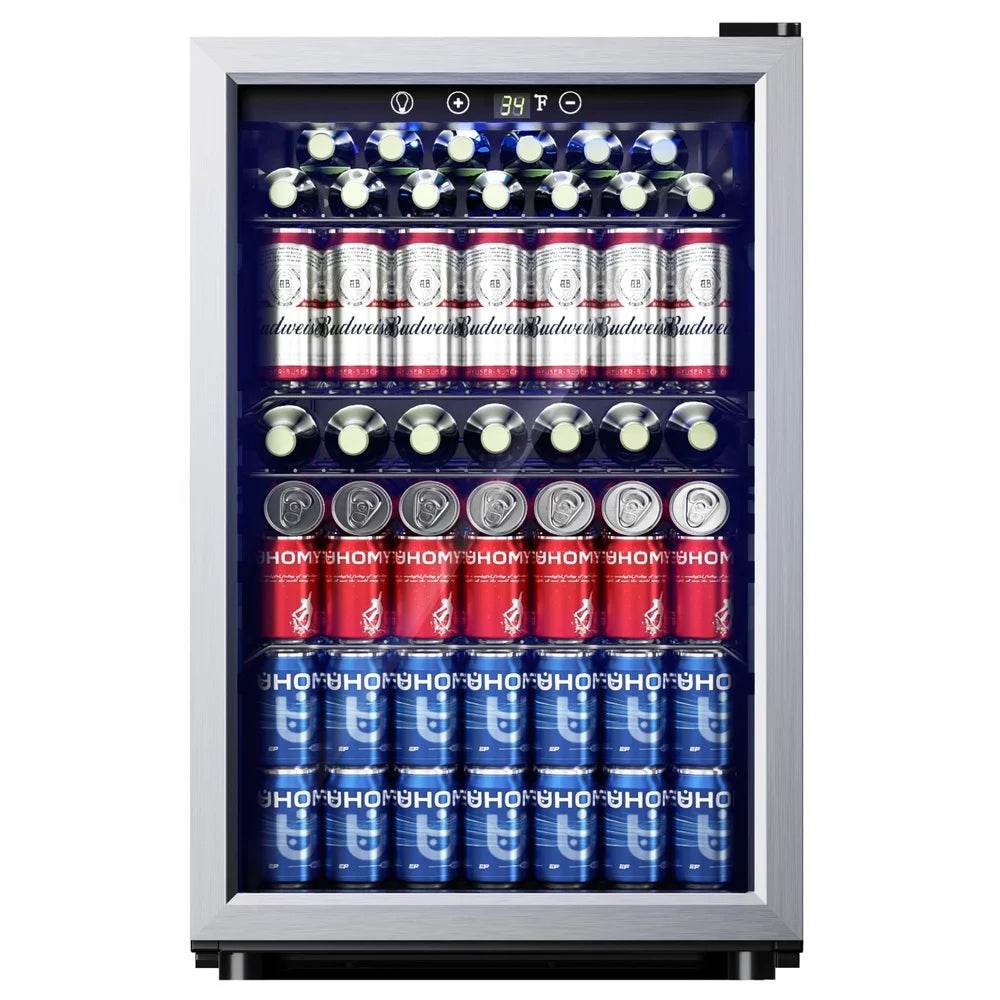 145 Can Beverage Refrigerator Glass Door Mini Fridge Adjustable - Loft&Timber