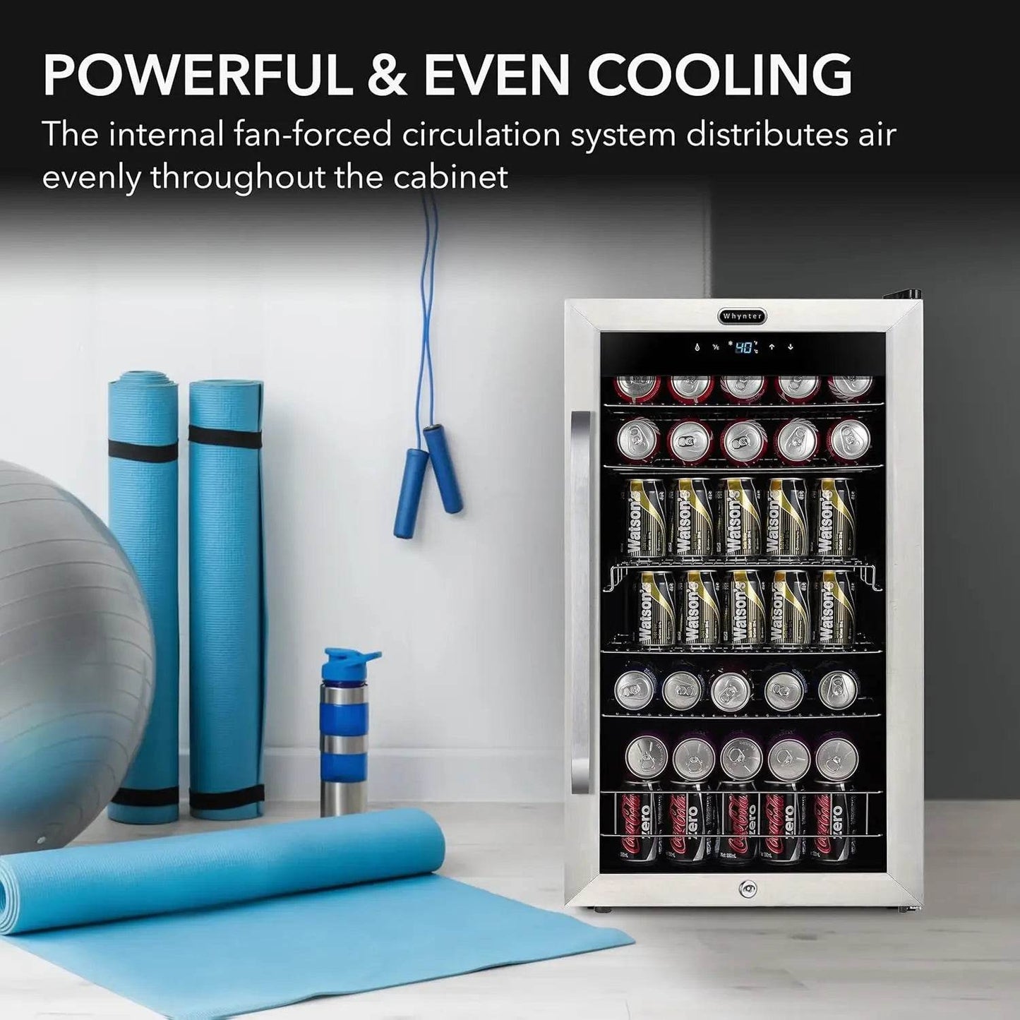 Customizable Beverage Refrigerator with Double-Layer Glass Door, 136-Can Drink Mini Fridge with Lock & Digital Control