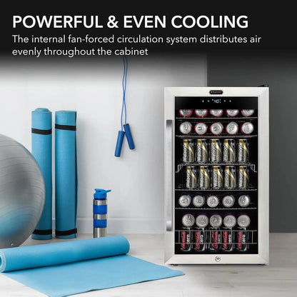 Customizable Beverage Refrigerator with Double-Layer Glass Door, 136-Can Drink Mini Fridge with Lock & Digital Control