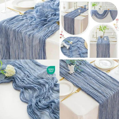 1 Pack Blue Cheesecloth Table Runner - Loft&Timber