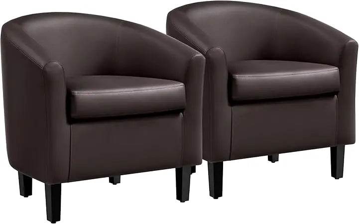 PU Leather Accent Chairs, Modern Barrel Chairs Side Chairs - Loft&Timber