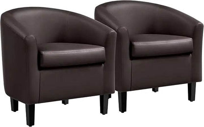 PU Leather Accent Chairs, Modern Barrel Chairs Side Chairs - Loft&Timber