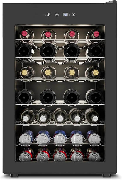 Wine Cooler Refrigerator - 45 Bottle Mini Wine Fridge with Glass Door - Loft&Timber
