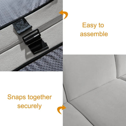 Modular Sectional Sofa, 101" Grey Polyester 3-Seater Couch - Loft&Timber