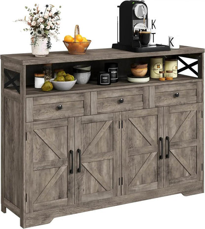Vabches Sideboard Buffet Cabinet with Drawers & Charging Station - Loft&Timber
