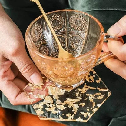 Round Resin Acrylic Gold Foil Coaster Cup - Loft&Timber