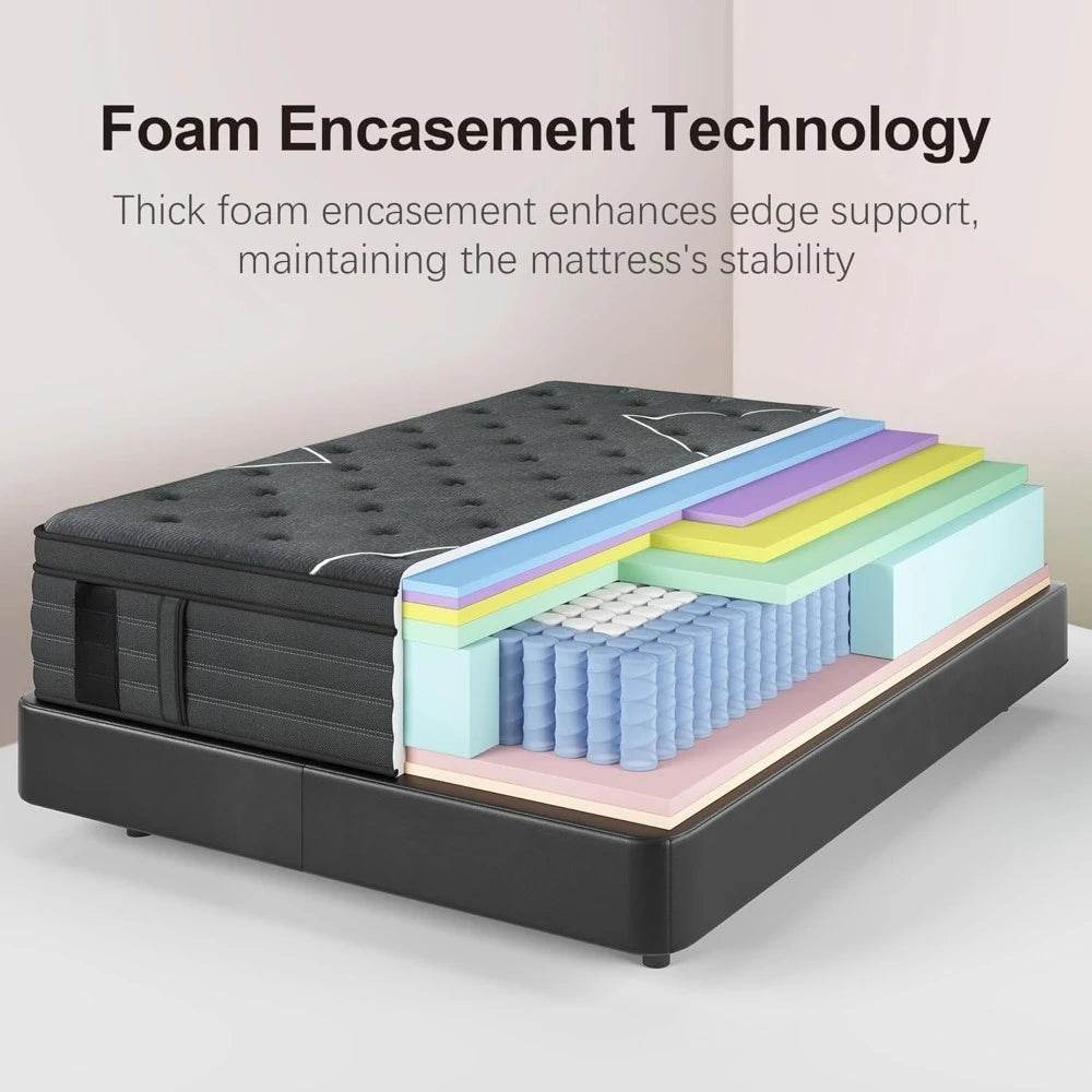 14 Inch Extra Firm King Size Mattress - Orthopedic Memory Foam Hybrid - Loft&Timber