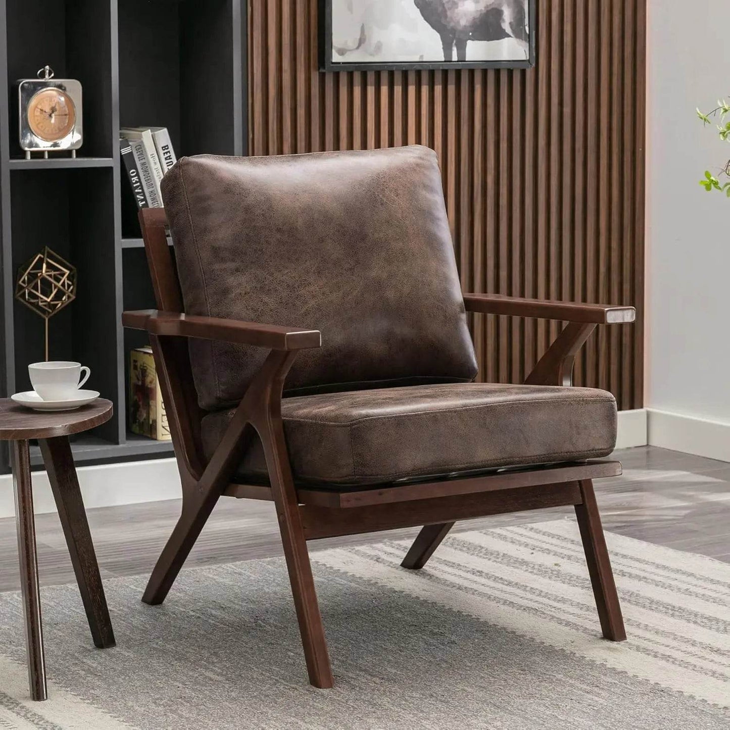 Accent Chairs for Living Room,PU Leather Mid Century - Loft&Timber