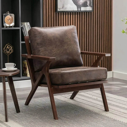 Accent Chairs for Living Room,PU Leather Mid Century - Loft&Timber