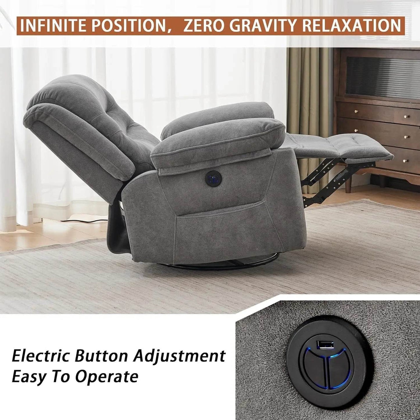 Power Swivel Rocker Recliner with Massage and Heat - Loft&Timber