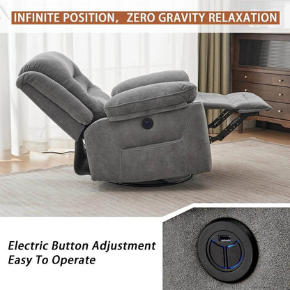 Power Swivel Rocker Recliner with Massage and Heat - Loft&Timber
