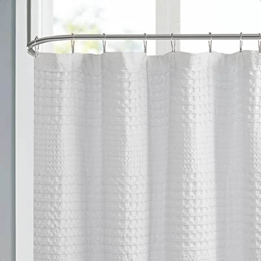 Arlo 100 Cotton Shower Curtain Texture Waffle Weave Design 800 GSM Hotel Quality Soft - Loft&Timber
