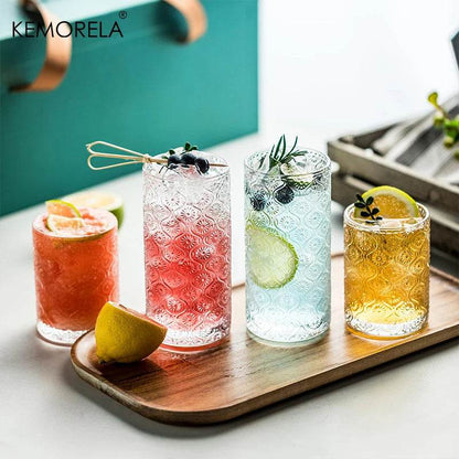 4PCS 350ML Retro Begonia Flower Glass Cups - Loft&Timber