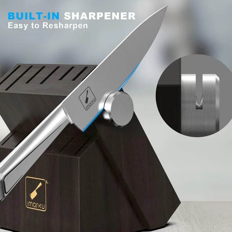 14 PCS Japanese Stainless Steel Kitchen Knife Set with Block - Loft&Timber