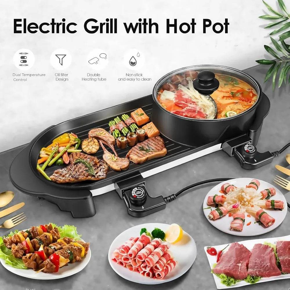 Indoor Electric Hot Pot and Korean Grill Combo with Divider - Loft&Timber