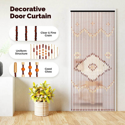 90x208cm 31 Line Retro Wooden Bead Curtain Door - Loft&Timber