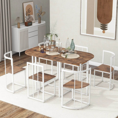 TOPMAX Modern 7-Piece Dining Table Set - Loft&Timber