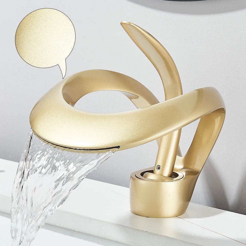 Solid Brass Waterfall Basin Faucet Single Handle - Loft&Timber