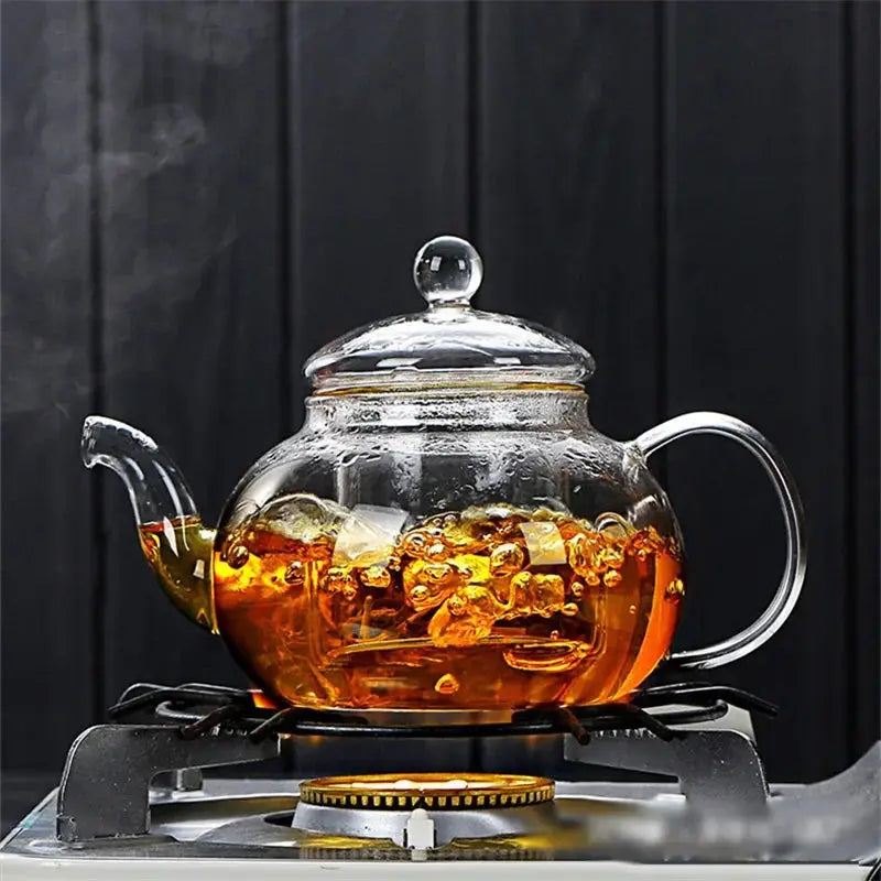 High Borosilicate Glass Flower Teapot Set: Heat-Resistant, Filterable, 400ml/1000ml" - Loft&Timber