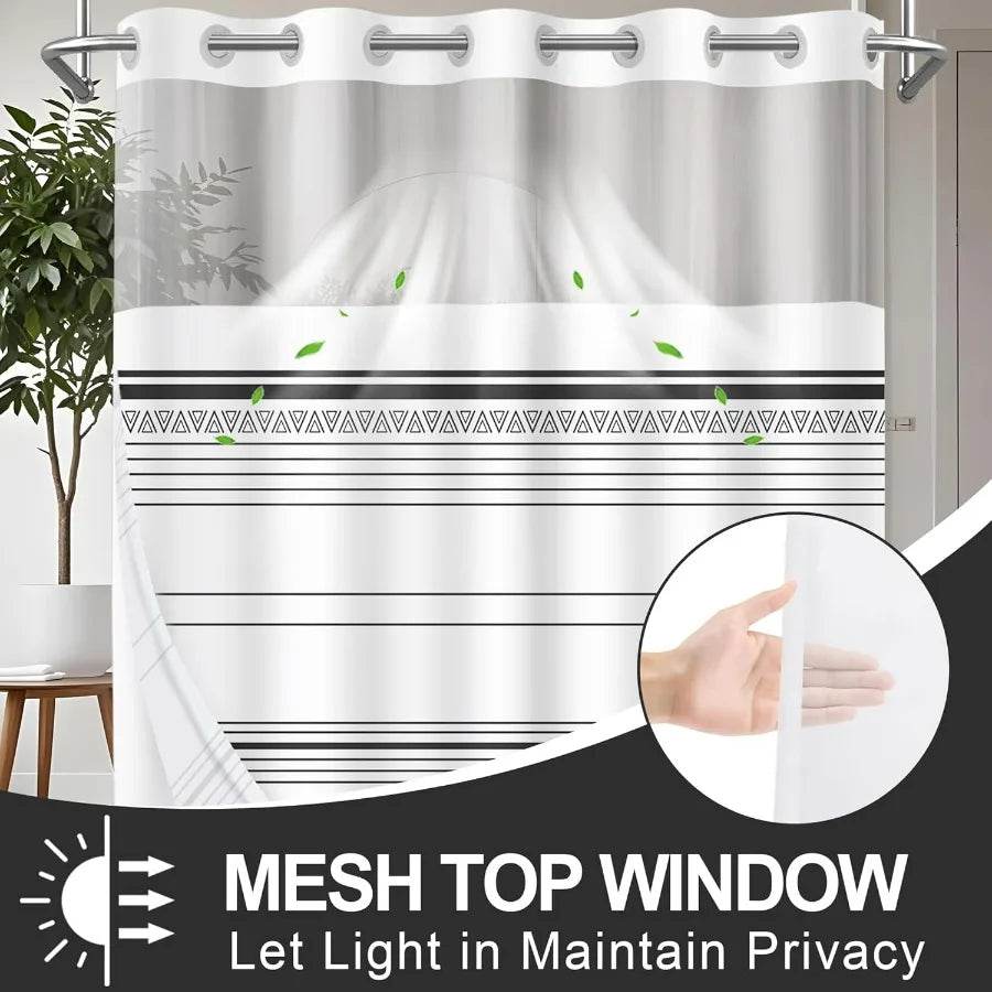 Modern Boho Black Striped Shower Curtain