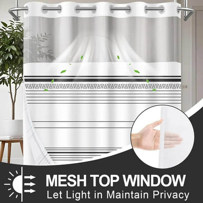 Modern Boho Black Striped Shower Curtain