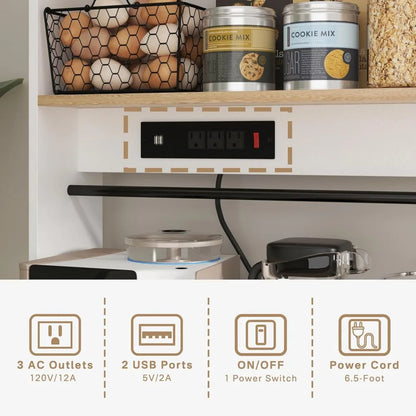 72" Kitchen Pantry Storage Cabinet with Power Outlets - Loft&Timber